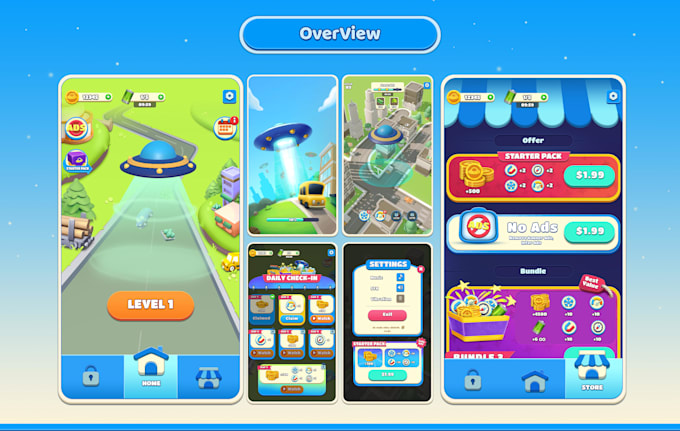 create 2d mobile game asset set and UI design