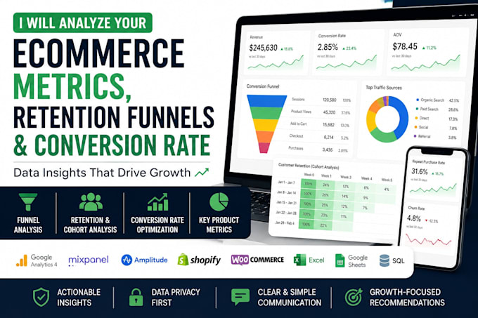 analyze your ecommerce product metrics, do retention funnels and conversion rate