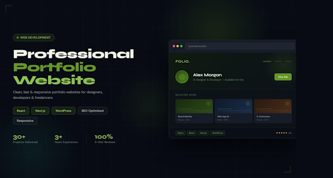 build a professional portfolio website for designers, developers, and freelancer