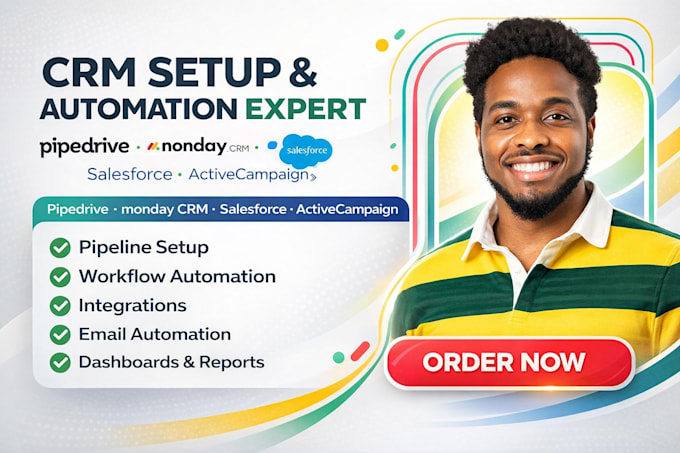 Setup pipedrive monday sales crm activecampaign automation and workflow ...