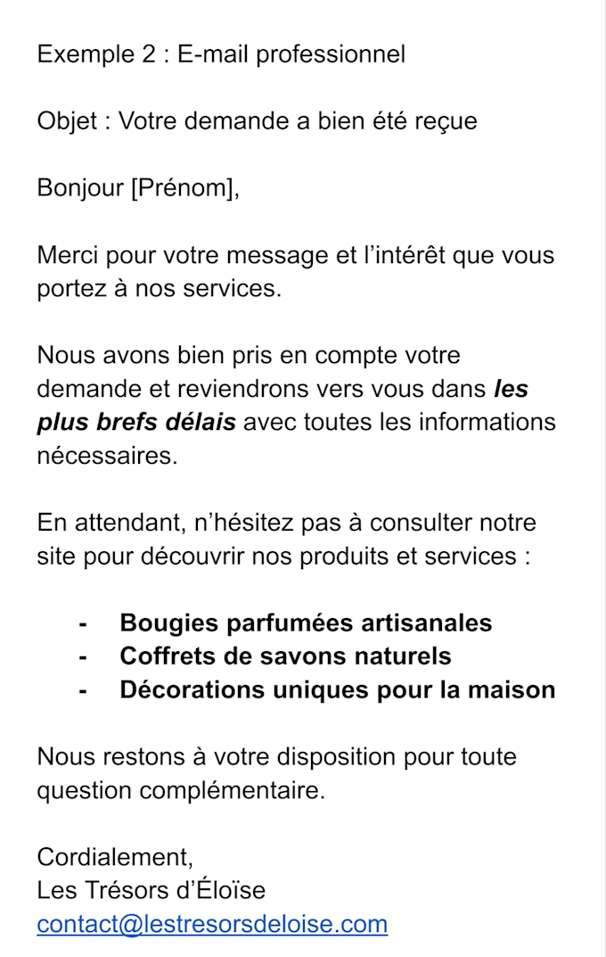 je redige vos e mails professionnels en francais