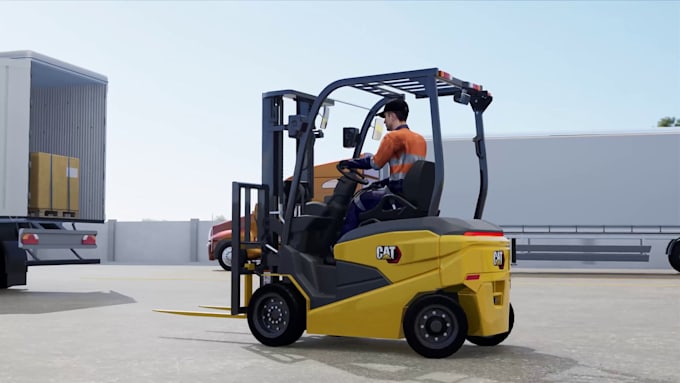 create 3d factory construction animation, warehouse industrial plant simulation
