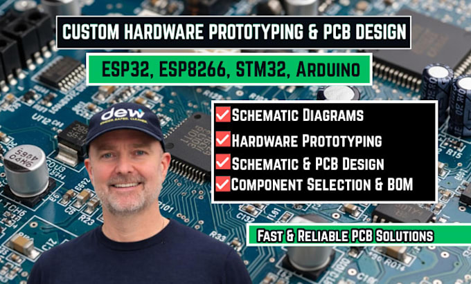 make hardware prototyping, schematic, pcb design, esp32, esp8266, stm32, arduino