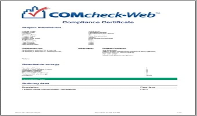 provide lighting comcheck report for permit approval USA