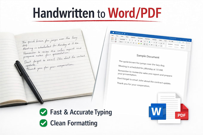 type and convert handwritten notes into word or PDF