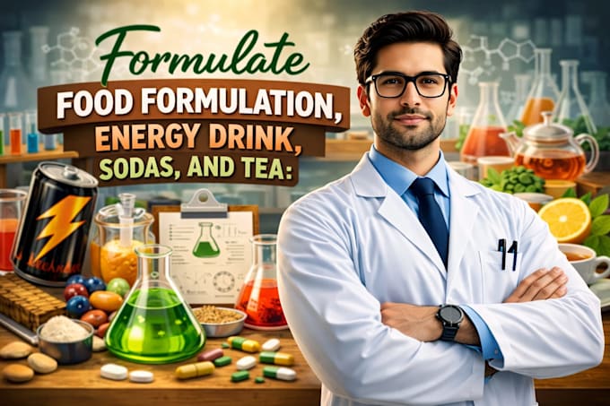 develop food formulation, beverage, energy drink, supplement and recipe creation