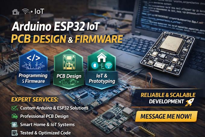 do arduino, esp32, stm32 iot embedded systems and pcb design projects