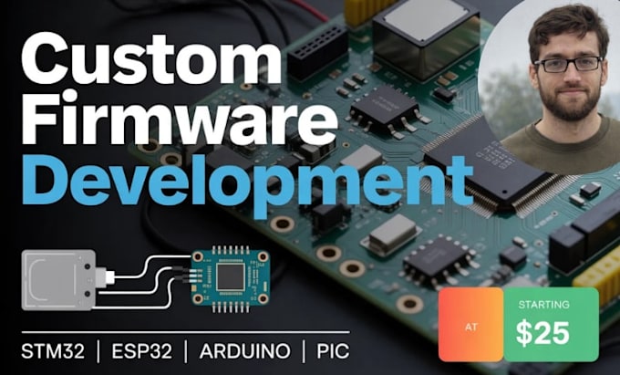develop stm32, pic, esp32, arduino firmware for embedded and iot systems