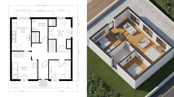 redraw 2d floor plan 3d floor plan house plan autocad blueprint
