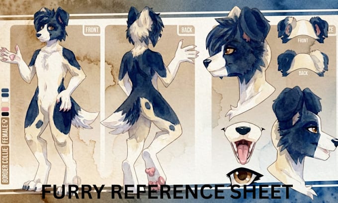 Draw furry reference sheet fursona ref sheet furry art character design ...