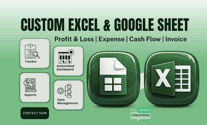 create profit and loss, expense, cashflow, invoice, tax tracker spreadsheet