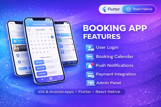 build service booking app for ios android using flutter react native