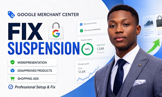 fix google merchant center errors, misrepresentation and set up shopping ads