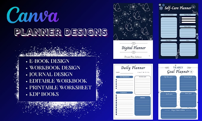 design digital planner, journal, worksheet, or printable template