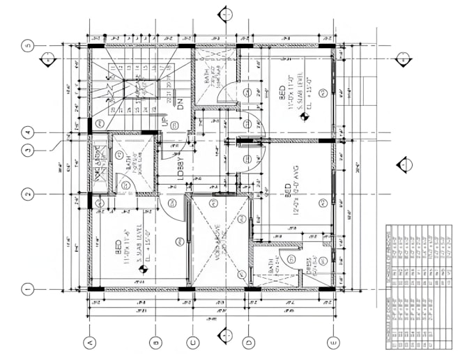 Draw 2d architectural blueprint, autocad floor plan, elevation drafting ...