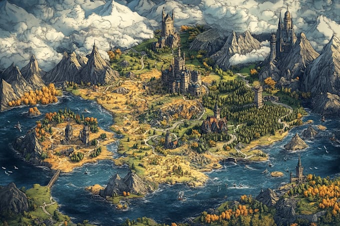 Fantasy Map Inso Do fantasy map illustration for map by Marcelaoark | Fiverr