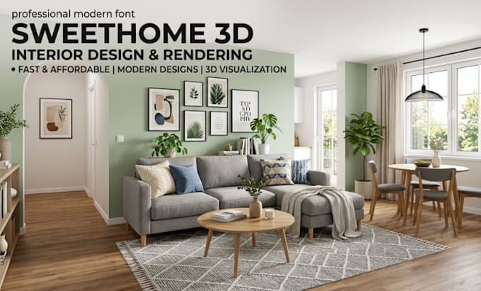 create photorealistic 3d floor planer design using sweethome 3d with rendering