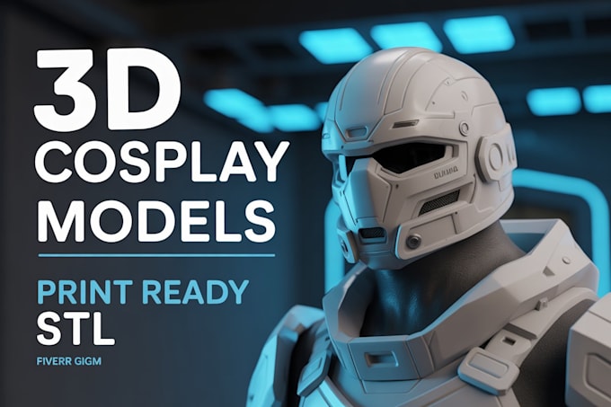 create 3d printable cosplay helmet, mask, props and armor