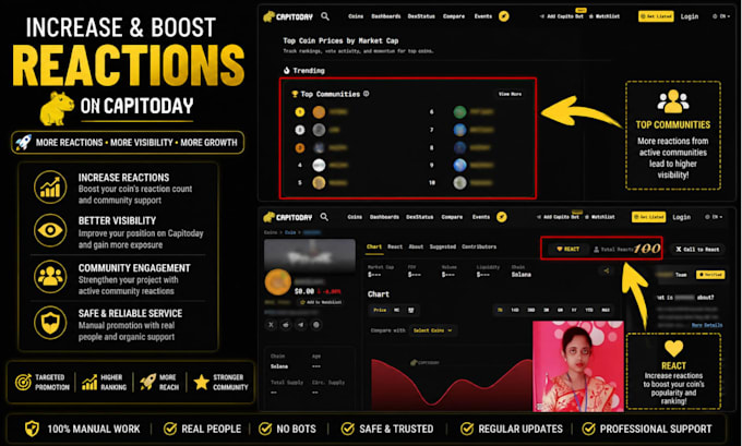 increase capitoday reacts and boost your token visibility fast
