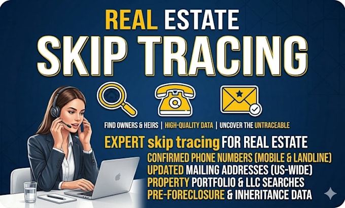do real estate skip tracing and web research for lead