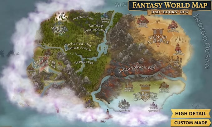 Create detailed fantasy world map for your book, dnd campaign or rpg by ...