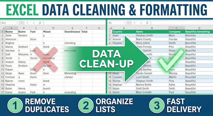 clean, format, and organize your excel data or mailing lists