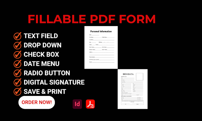 create interactive pdf editable fillable pdf forms on acrobat canva or indesign