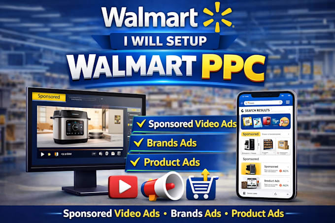 setup walmart PPC sponsored video ads, brands ads product