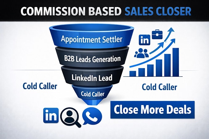 commission based sales closer b2b cold caller sales rep b2b linkedin lead gen