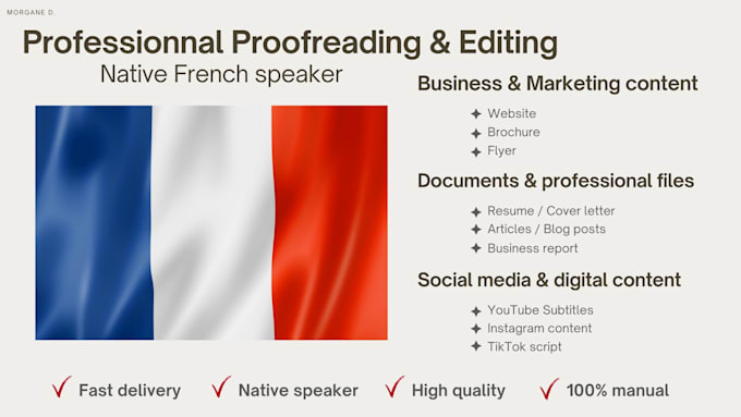proofread, improve and edit your french text