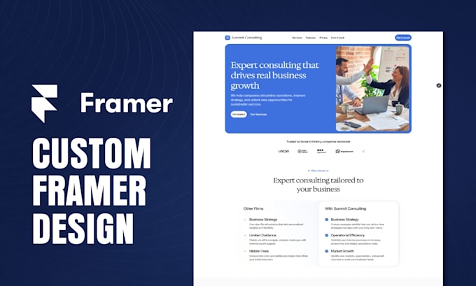 design and develop a framer website or framer landing page