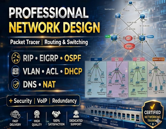 do cisco packet tracer ccna projects, ospf,vlan,acl,dhcp,dns,troubleshooting