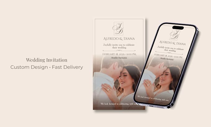 design a modern and elegant wedding invitation