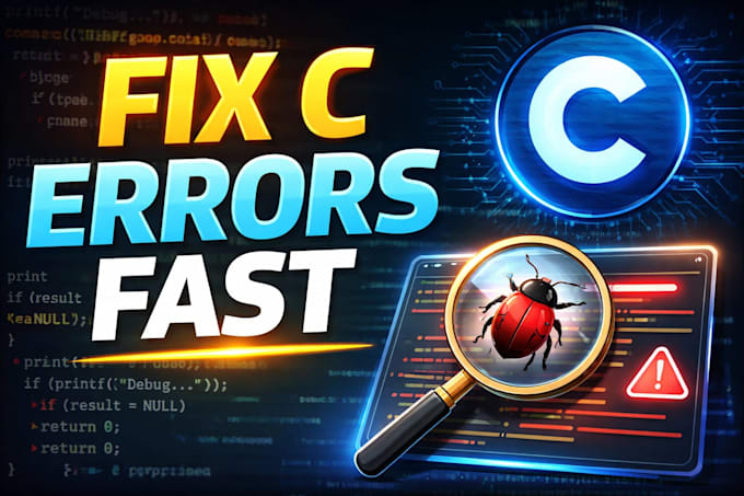 fix c programming errors, debug code and bugs fast