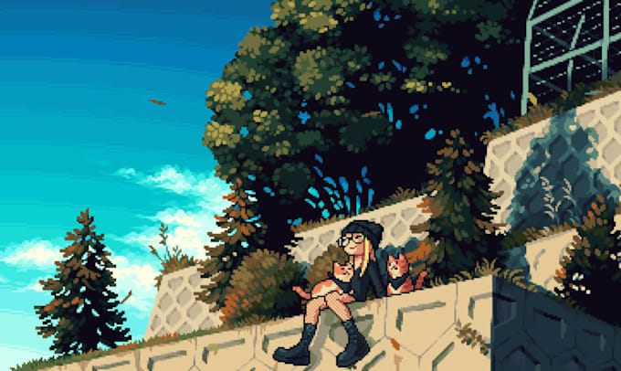 create 2d pixel art characters, 8bit, 16bit, 32bit, lofi looping animated gifs