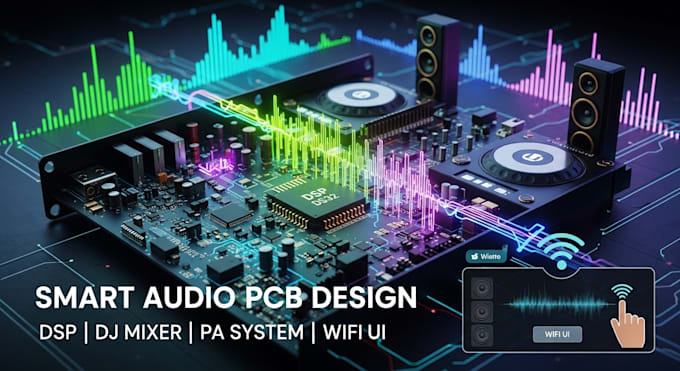 develop smart audio pcb design, pa systems, dj mixers, dsp, wifi touch UI