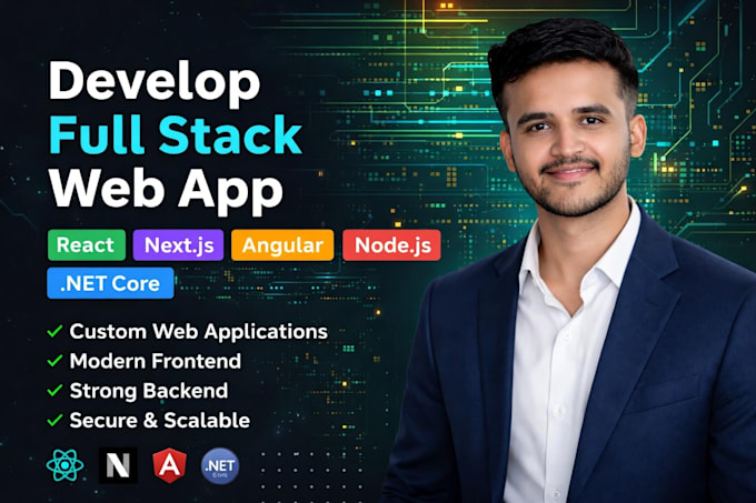 develop full stack web app in react next js dot net core