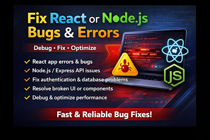 fix react or nodejs bugs and errors