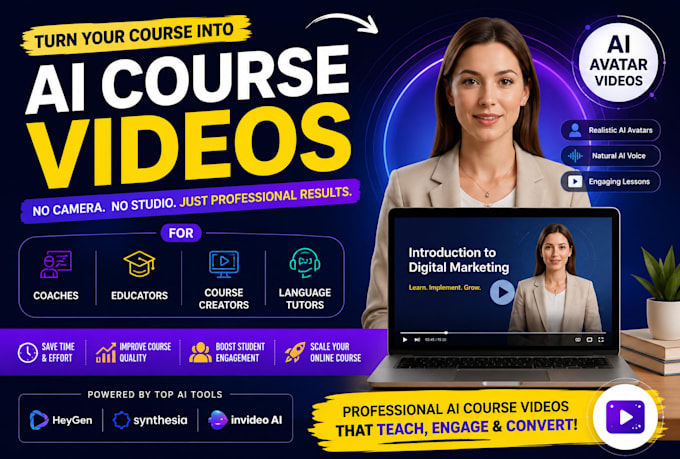 create ai course videos for coaches and educators using heygen and synthesia