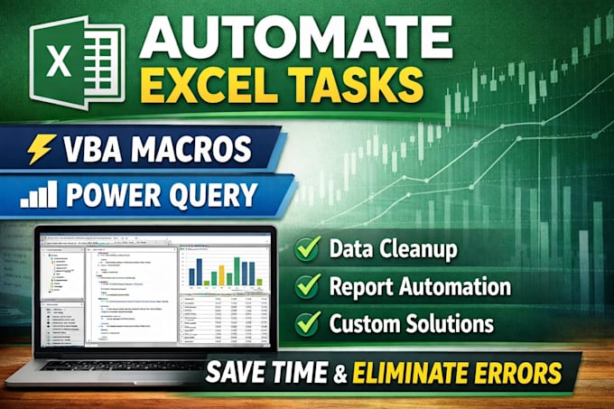 be your excel vba macros expert, power query and excel automations, cleanup