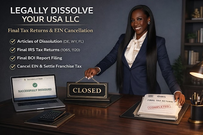 dissolve llc registration, cancel ein, annual report, submit final tax returns
