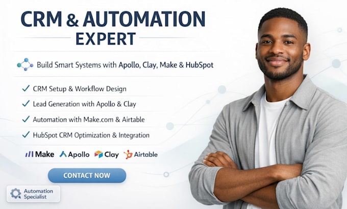 make com apollo io clay com n8n airtable hubspot crm workflows and automation
