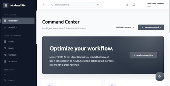 build a custom saas CRM or dashboard using react and node js