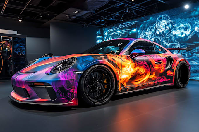 wrap the car wrapping with itasha decal vector design
