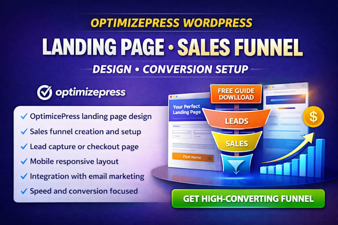 optimizepress wordpress landing page sales funnel design conversion setup