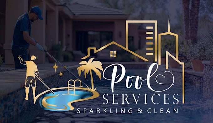 make high quality pool and spa logo with t shirt design