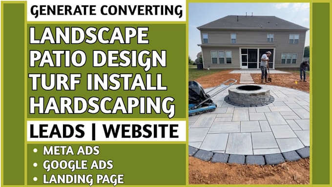 generate landscape , patio design, turf install, hardscaping leads build website