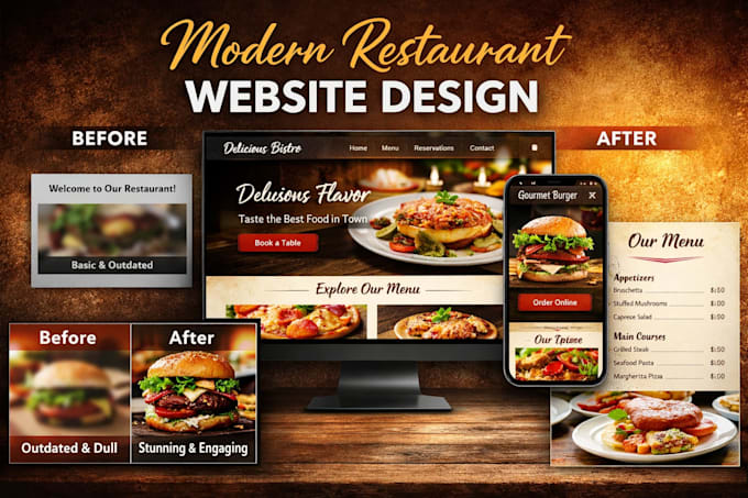 design restaurant website on wordpress wix or squarespace restaurant menu