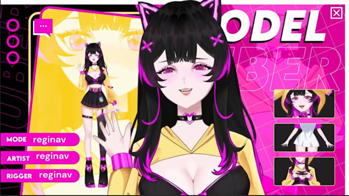 draw and rig anime live2d vtuber, 2d v tuber model, vtuber rigging design