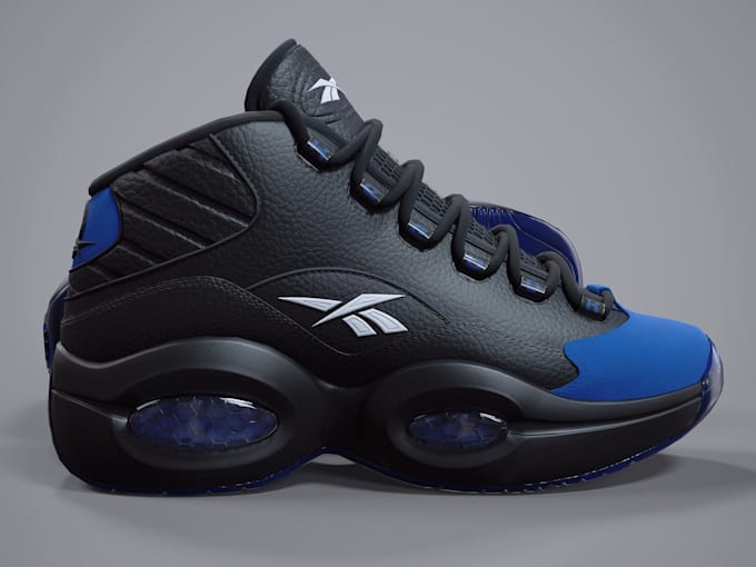 create realistic 3d shoe design, sneaker modeling render